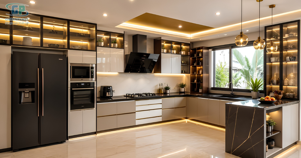 Gợi ý cách kết hợp tấm nhựa GP với gỗ, kính, kim loại và các vật liệu khác để tạo nội thất hài hòa, hiện đại và có điểm nhấn.